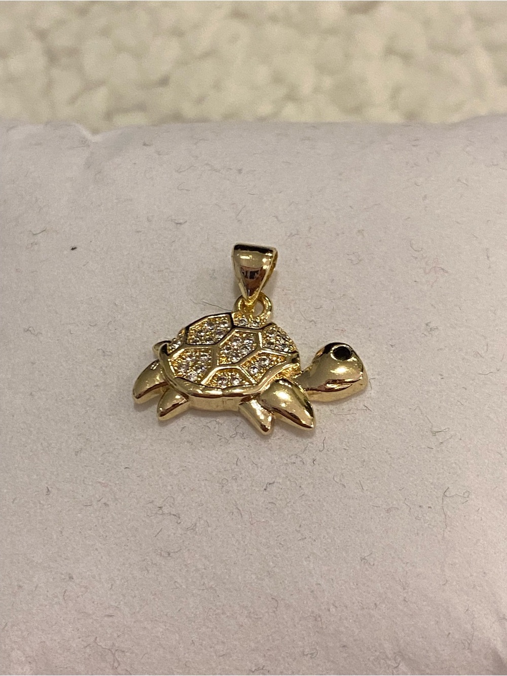 Gold-tone Turtle Pendant with Crystal Accents